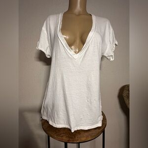 We The Free Take Me Tee Deep V-Neck White Tee